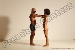 Underwear Gymnastic poses Woman - Man Black Muscular Dancing Dynamic poses Academic